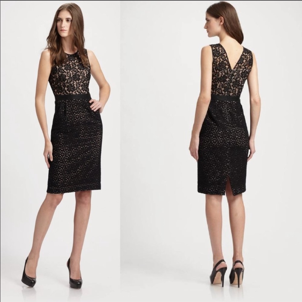 BCBG black and nude dress